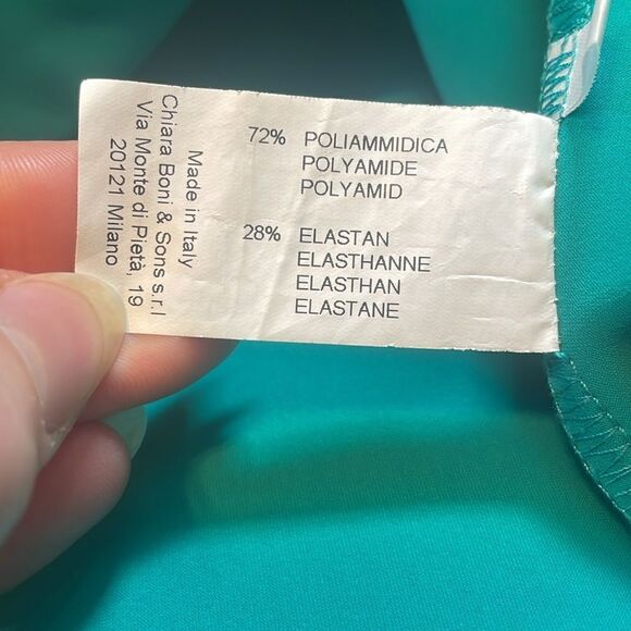 Chiara Boni Imani Asymmetric Ruffle Sheath Dress in Pavone - Picture 8 of 10